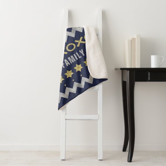 HUG SAMEACH Sherpa Hanukkah Blanket/Middelgroot Sherpa Deken (In situ)