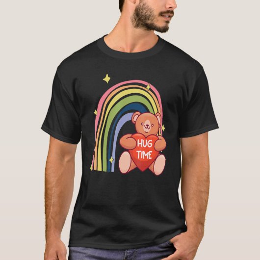 Hug Time Teddy Rainbow Cute Teddy Bear T-shirt (Voorkant)