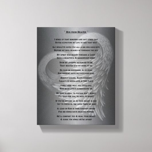Hug van Heaven Legacy Poem Canvas Afdruk (Voorkant)