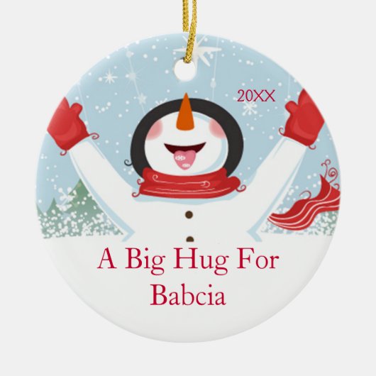 Hug voor Babcia Kerstmis Snowman Ornament (Voorkant)