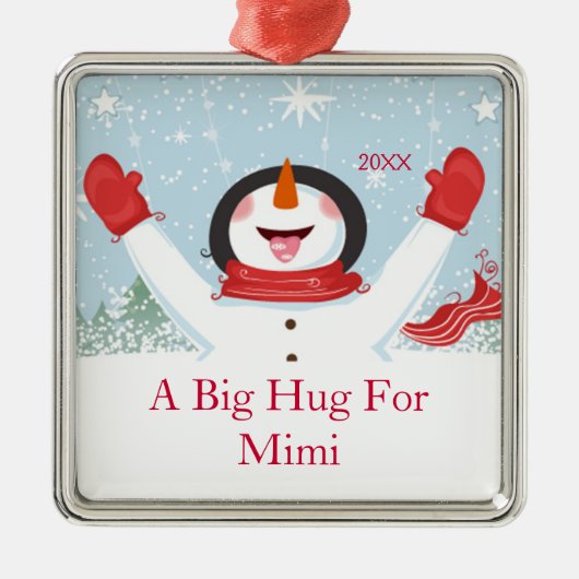 Hug voor Mimi Kerstmis Snowman Ornament (Voorkant)