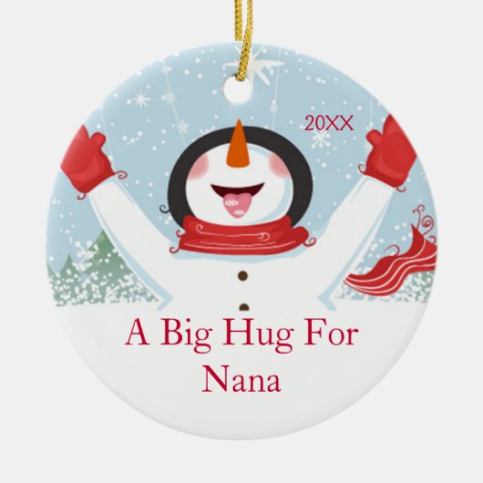 Hug voor Nana Kerstmis Snowman Ornament (Voorkant)