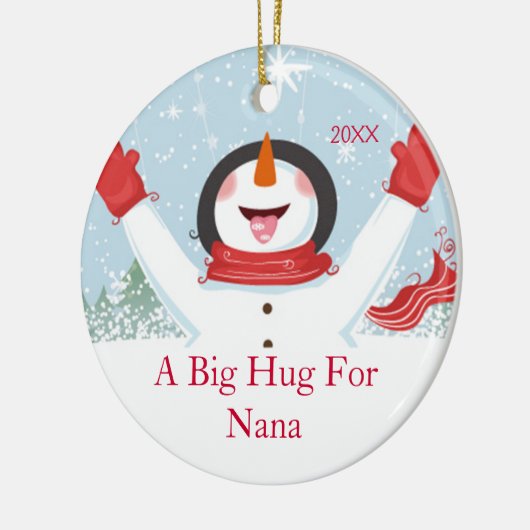 Hug voor Nana Kerstmis Snowman Ornament (Links)