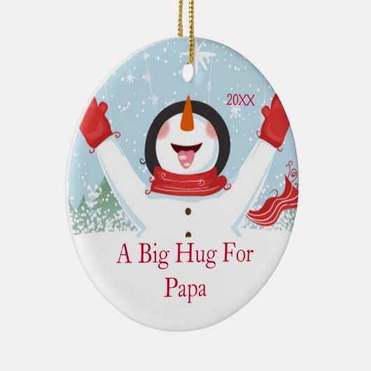 Hug voor Papa Kerstmis Snowman Ornament (Rechts)