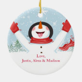 Hug voor tante Kerstmis Snowman Ornament (Achterkant)