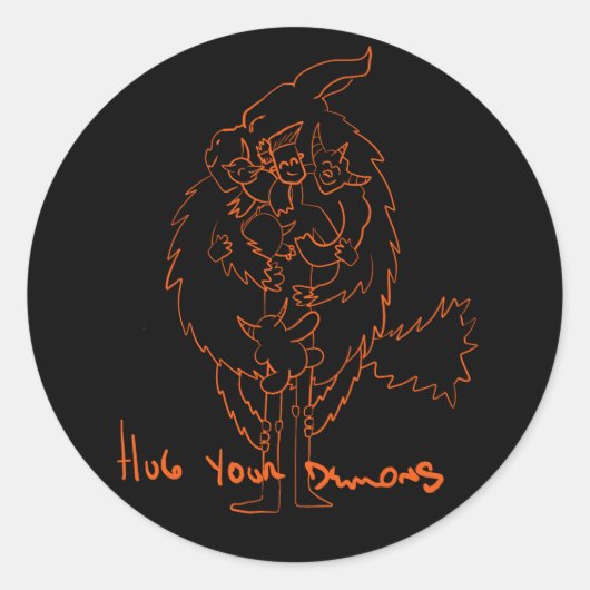 Hug Your Demons Ronde Sticker (Voorkant)