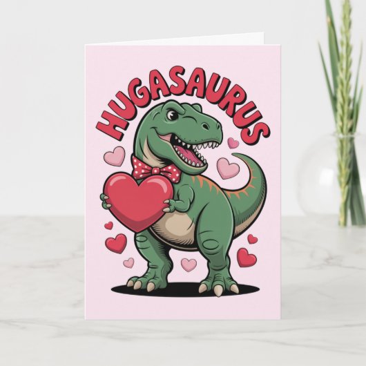 Hugasaurus Grappige Dinosaur T Rex Valentijnsdag Kaart (Voorkant)
