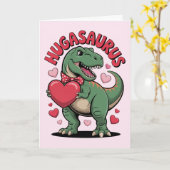 Hugasaurus Grappige Dinosaur T Rex Valentijnsdag Kaart (Gele Bloem)