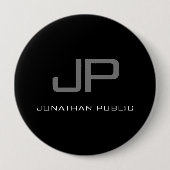 Huge Button Initiaal Letter Monogram Naam zwart (Voorkant)