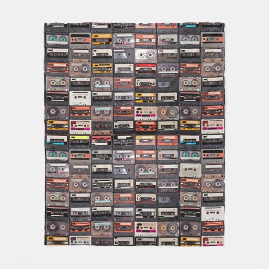 Huge collection of audio cassettes. Retro musical  Fleece Deken (Voorkant)