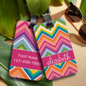 Huge Colorful Chevron Pattern met naam Bagagelabel