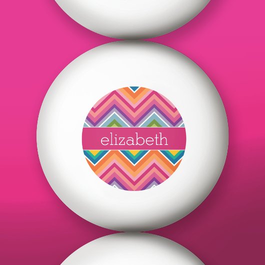 Huge Colorful Chevron Pattern met naam Pingpongbal