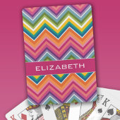 Huge Colorful Chevron Pattern met naam Pokerkaarten