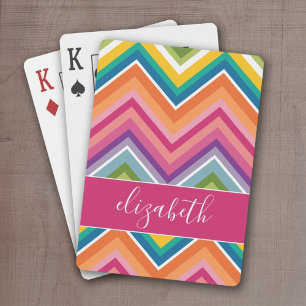 Huge Colorful Chevron Pattern met naam Speelkaarten