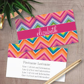 Huge Colorful Chevron Pattern met naam Visitekaartje