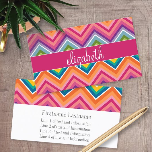 Huge Colorful Chevron Pattern met naam Visitekaartje