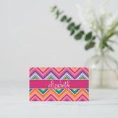 Huge Colorful Chevron Pattern met naam Visitekaartje (Staand voorkant)