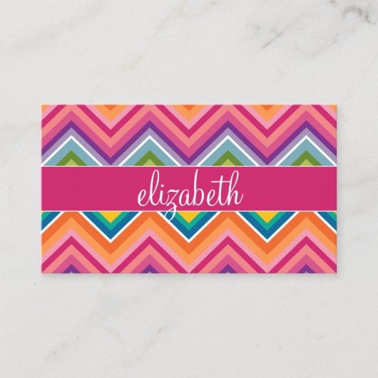 Huge Colorful Chevron Pattern met naam Visitekaartje (Voorkant)