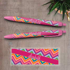 Huge Colorful Chevron Pattern met naam Zwarte Inkt Pen