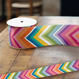 Huge Colorful Chevron Pattern Satijnen Lint