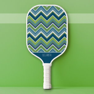 Huge Colorful Pastel Chevron Pattern - Script Name Pickleball Paddle