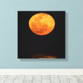 Huge Full Moon South Padre Island, Texas Canvas Afdruk (Insitu (Houten vloer))
