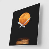 Huge Full Moon | South Padre Island, Texas Vierkante Klok (Hoek)