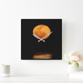 Huge Full Moon | South Padre Island, Texas Vierkante Klok (Huis)