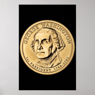 Huge Gold Washington Dollar Coin Poster
