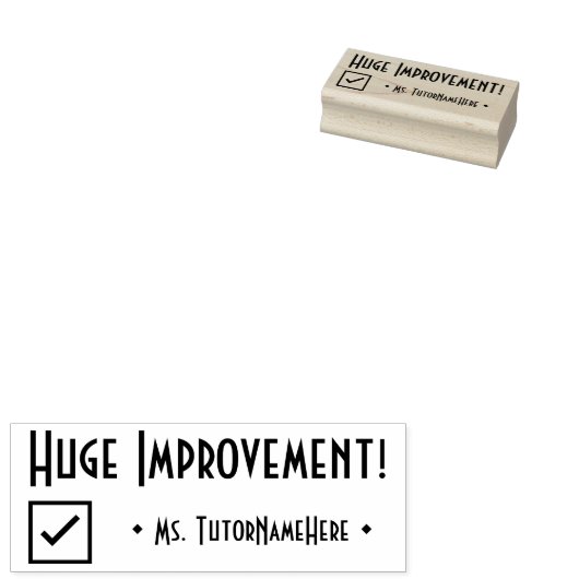 "Huge Improvement!" + Tutor Name Rubber Stamp Rubberstempel (Gestempeld)