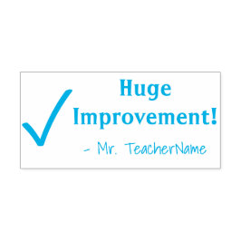 "Huge Improvement!" + Tutor Name Rubber Stamp Zelfinktende Stempel