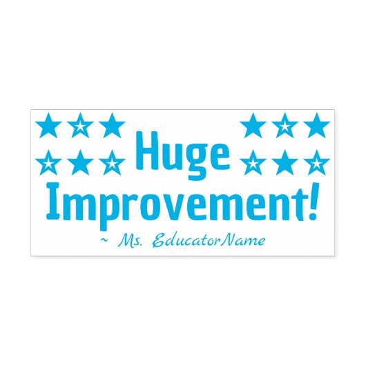 "Huge Improvement!" + Tutor Name Rubber Stamp Zelfinktende Stempel (Design)