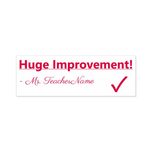 "Huge Improvement!" + Tutor Name Rubber Stamp Zelfinktende Stempel (Design)