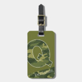 Huge Monogram Letter Q Camouflage Patroon Bagagelabel (Voorkant verticaal)