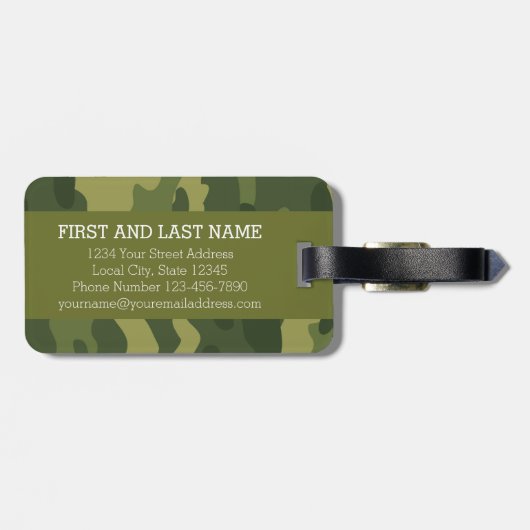 Huge Monogram Letter Q Camouflage Patroon Bagagelabel (Achterkant horizontaal)