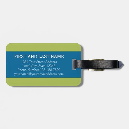 Huge Monogram Letter T Bright Blue Chevrons Bagagelabel (Achterkant horizontaal)