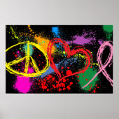 "Huge" Peace Love Hope Paint Splatter Poster (Voorkant)