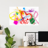 "Huge" Peace Love Hope Paint Splatter Poster (Thuiskantoor)