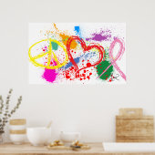 "Huge" Peace Love Hope Paint Splatter Poster (Keuken)
