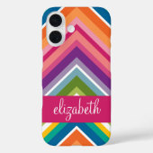 Huge Pink Oranje Paars Chevron Pattern met naam Case-Mate iPhone Case (Achterkant)
