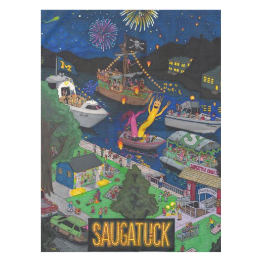 HUGE Saugatuck (nacht) Tafelkleed (Voorkant)