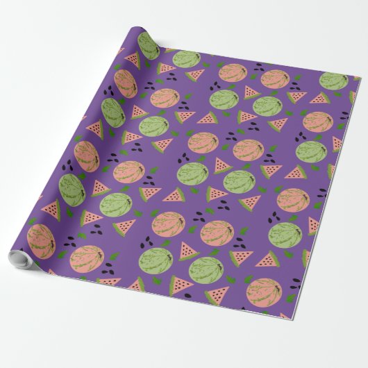 Huge Watermelon en Slicks Art Pattern Cadeaupapier (Uitgerold)