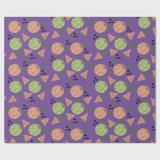Huge Watermelon en Slicks Art Pattern Cadeaupapier (Vlak)