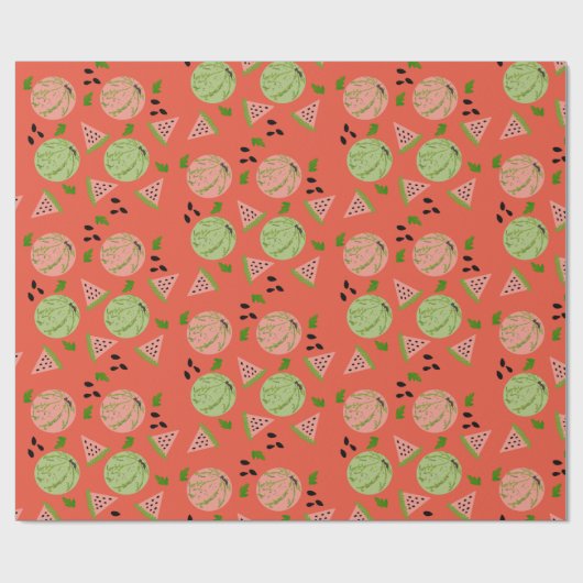 Huge Watermelon en Slicks Art Pattern Cadeaupapier (Vlak)