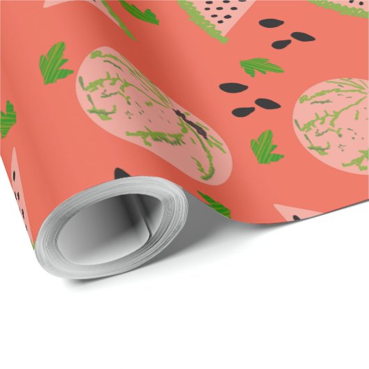 Huge Watermelon en Slicks Art Pattern Cadeaupapier (Rol Hoek)