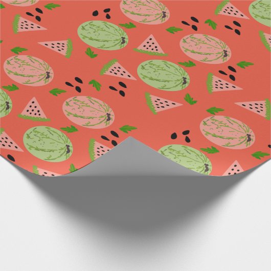 Huge Watermelon en Slicks Art Pattern Cadeaupapier (Hoek)