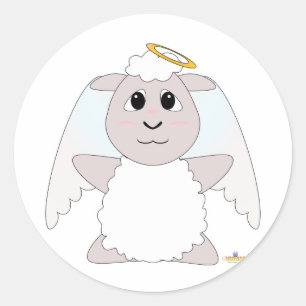 Huggable Angel White Sheep Ronde Sticker