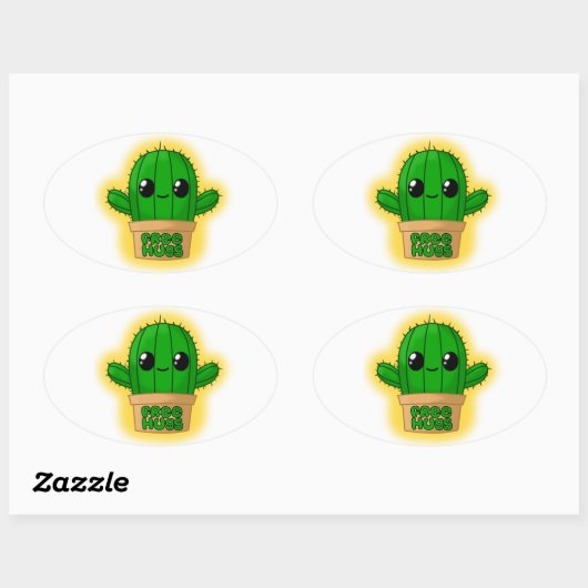Huggable Cactus Ovale Sticker (Vel)