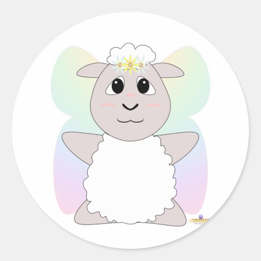 Huggable Fairy White Sheep Ronde Sticker (Voorkant)