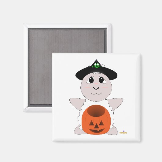 Huggable Witch White Sheep Magneet (Voorkant / Achterkant)